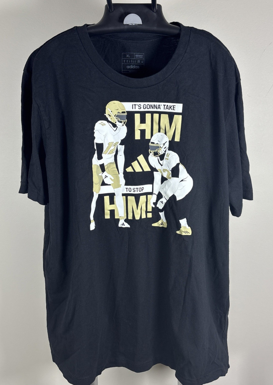 Rare Adidas Travis Hunter Colorado Buffaloes "HIM vs HIM" Black T-Shirt Men's XL
